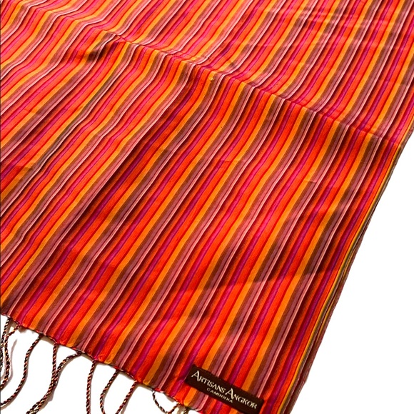 Artisans Angkor Pink stipe lovely wrap scarf - Picture 4 of 5